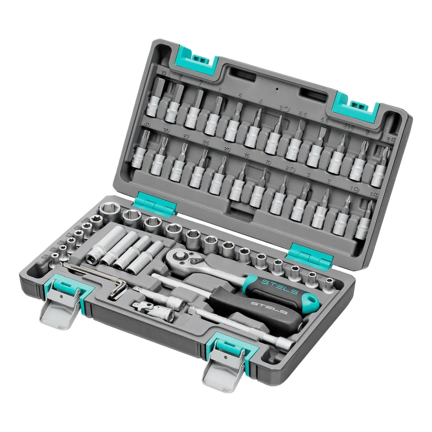 Набор инструментов, 1/4", CrV, пластиковый кейс 57 предметов Stels купить