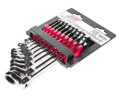 Набор ключей комбинированных 8-17мм трещоточных шарнирных 9 предметов на холдереJTC