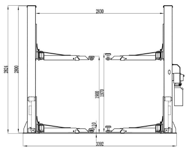 Электрогидравлический подъемник ТЕМП T4 Подъёмник электрогидравлический двухстоечный с нижней синхронизацией, 4 т, серый