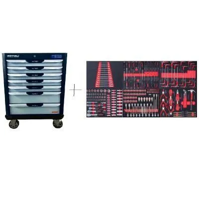 KraftWell KRW-TTG+SET250 Тележка с 7 ящиками+ПОДАРОК инструмент 250 предметов