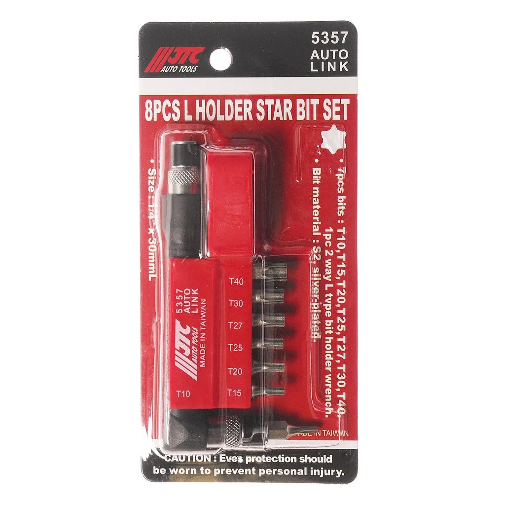 Набор бит 1/4" TORX Т10-Т40 с Г-образным держателем 8 предметов JTC купить