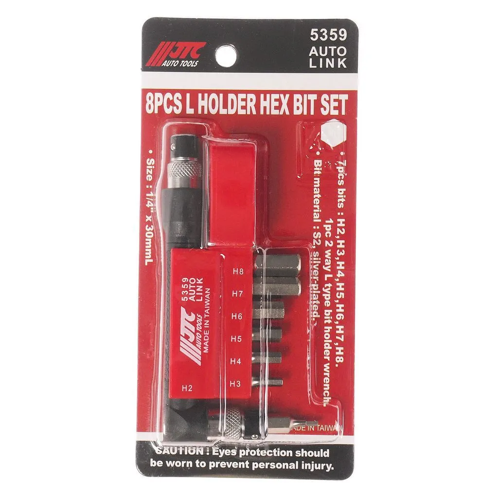 Набор бит 1/4" HEX H2-8мм 6-ти гранных с Г-образным держателем 8 предметов JTC купить